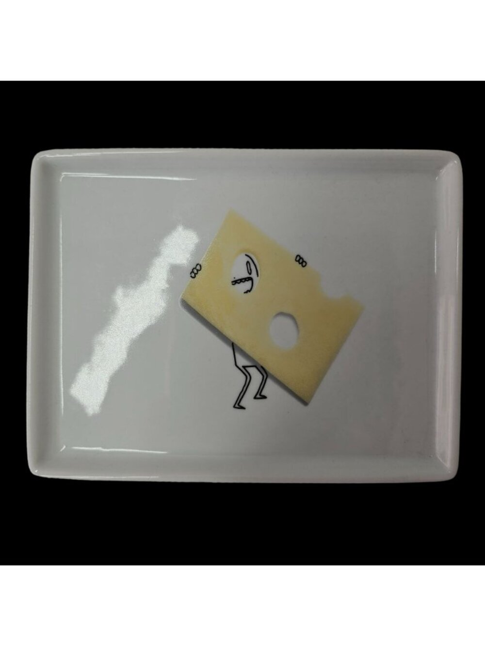 Crate Barrel Sushi Plates CB2 2009 Olive 2011 Swiss Cheese Ceramic 6.5 x 5 Inch - Picture 2 of 7